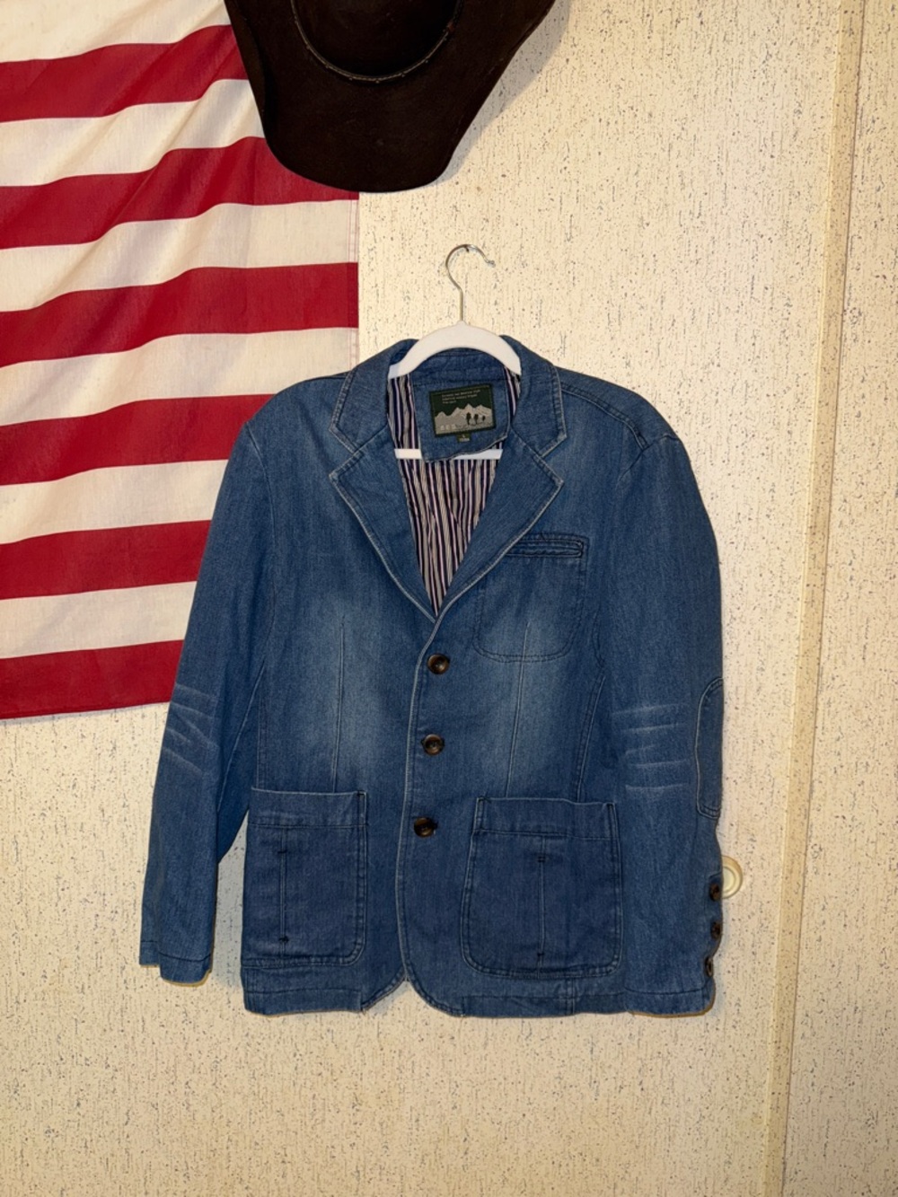 Casual Denim Blazer Jacket - Blue